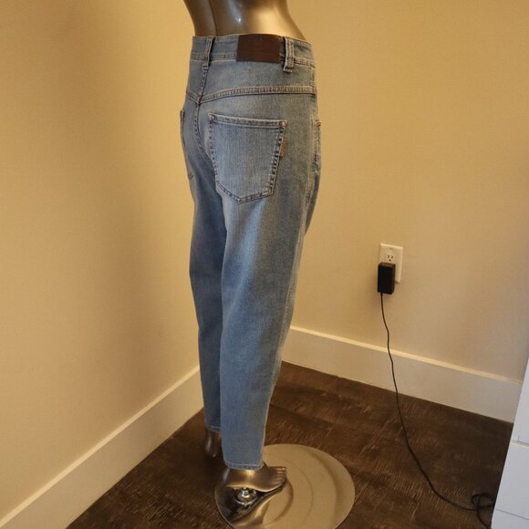 Brunello Cucinelli Monili Jeans Blue Distressed Relax Tapered Leg Denim Size 6 - Picture 4 of 10